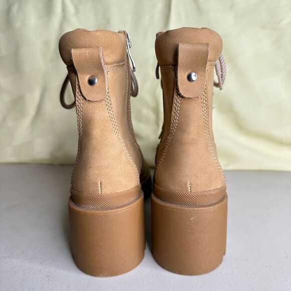 Madden Girl Dillan Combat Boots Lace Up Brown Side Zip Women's Size 5.5 NWB - Picture 3 of 12